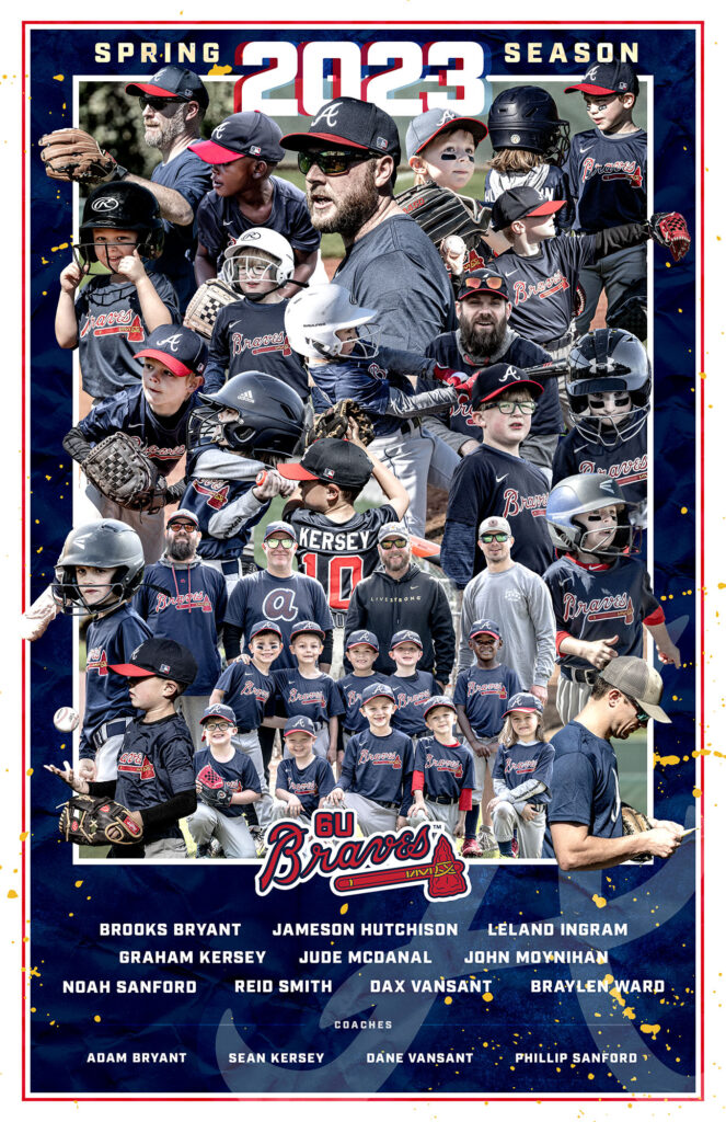 Oak Mountain 6U baseball Braves post-season poster